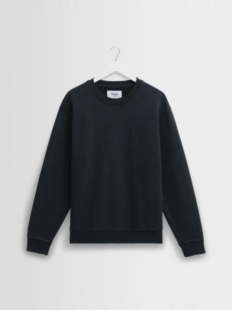 Wax London Sidney - Washed Black Brushed Organic Cotton Sweatshirt
