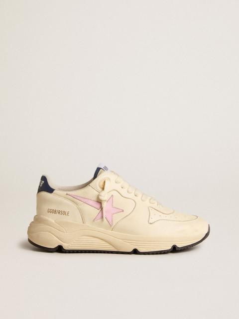 Running Sole in nappa leather with pink leather star and blue leather heel tab
