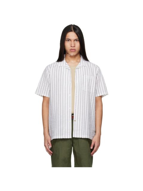 Barbour White Park Seersucker Striped Short-Sleeved Shirt