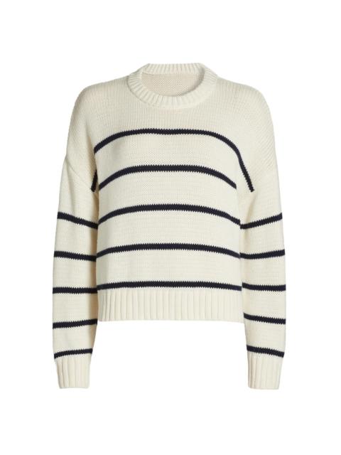Jenni Kayne Women's Chloe Striped Cotton Crewneck Sweater - Ivory Navy