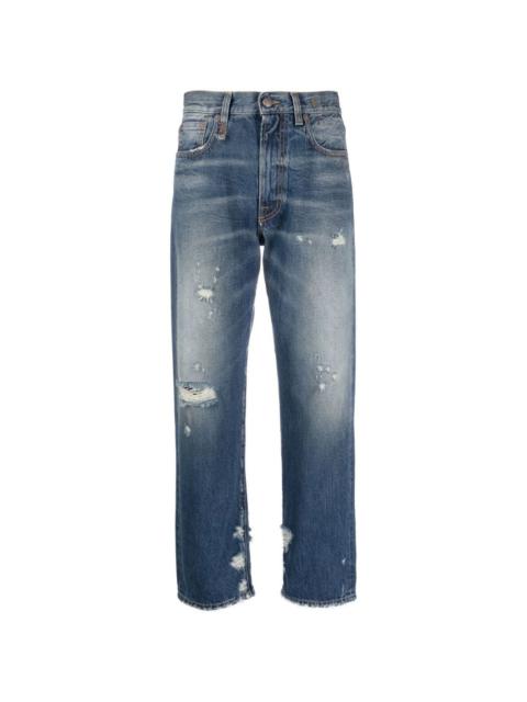 distressed high-waist jeans