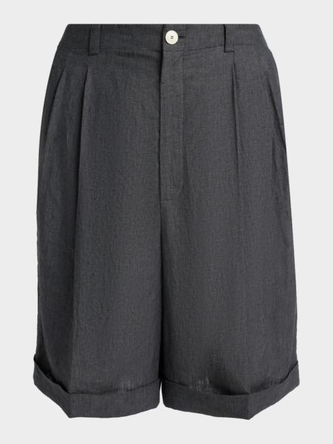 JACQUEMUS Men's Linen Micro-Stripe Le Shorts