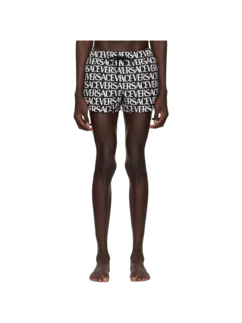 VERSACE Black Allover Swim Shorts