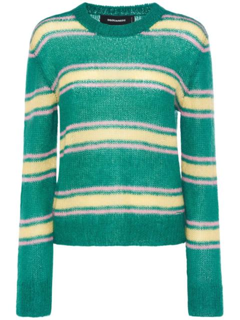 Striped mohair blend crewneck sweater