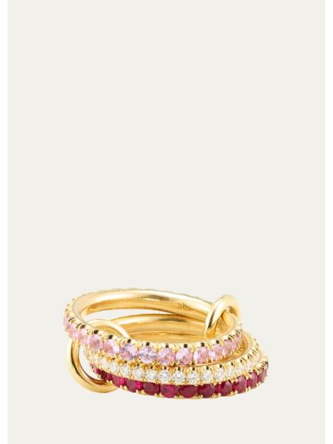 Spinelli Kilcollin 18K Custom 3-Band Ring with Diamonds, Rubies, and Sapphires