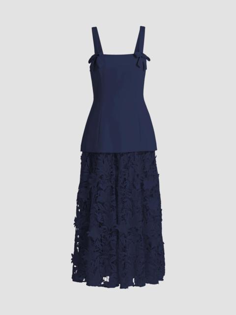 BADGLEY MISCHKA Women's Mixed-Media Lace Midi-Dress - Navy