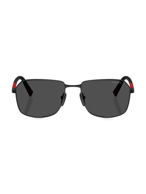 Prada Men's 57MM Rectangular Sunglasses - Berry