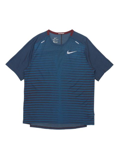 Nike Nike TechKnit Future Fast Running Round Neck Short Sleeve 'Brownred Dark Green Black' CU6057-681