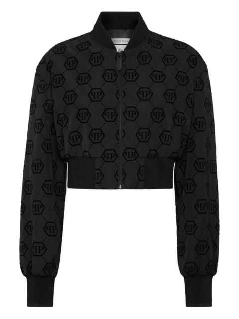 PHILIPP PLEIN monogram flocked bomber jacket