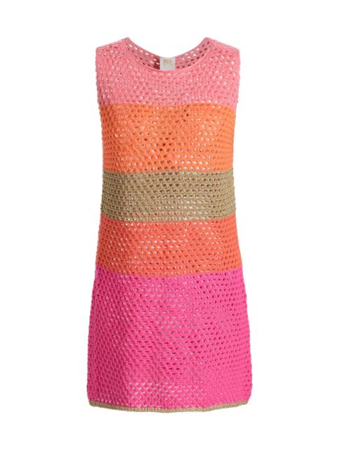 MILLY Women's Open-Knit Striped Cover-Up Minidress - Pink Multi