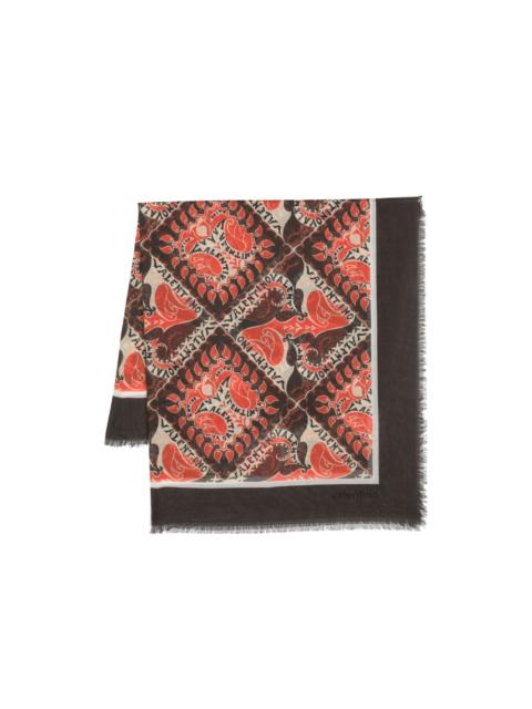graphic-print cashmere-silk blend scarf