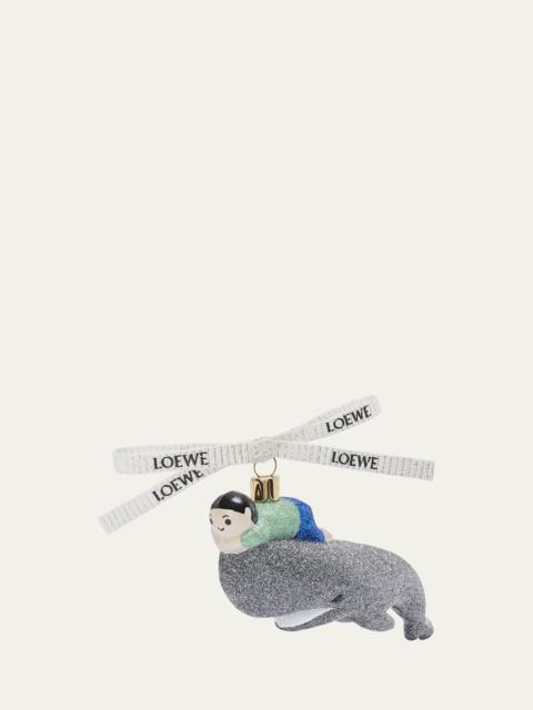 Loewe Whale with Kid Glass Bauble Ornament