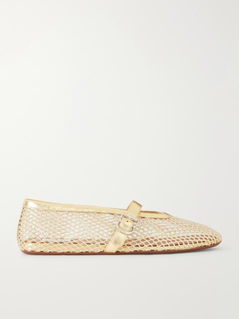 Alaïa Metallic Leather-trimmed Mesh Ballet Flats