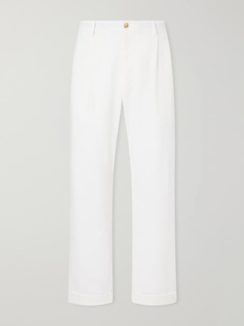 GHIAIA Marinaio Straight-Leg Pleated Cotton-Twill Trousers