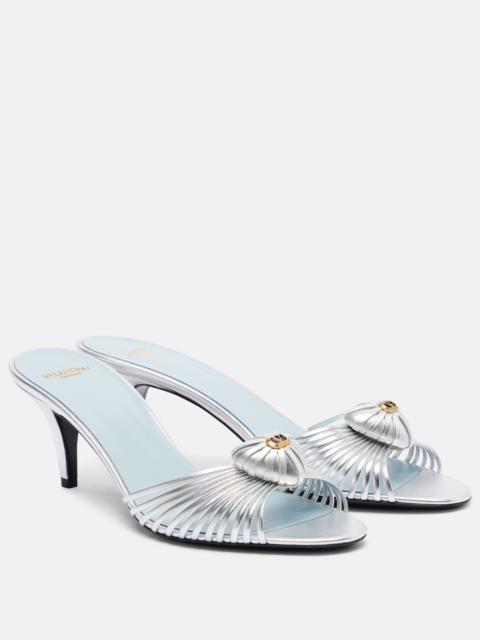 Valentino Cœur Royal metallic leather mules