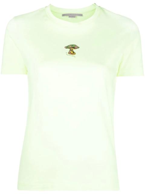 mushroom embroidery round-neck T-shirt