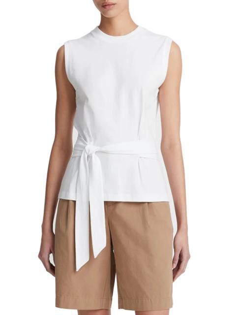 Sleeveless Belted Cotton Top