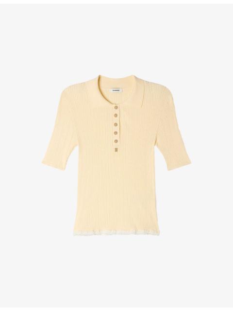 Sandro Collared Short-Sleeve Knitted Polo