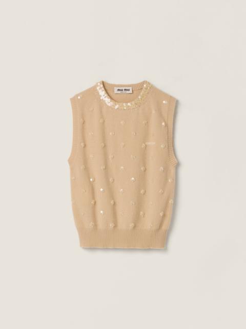 Miu Miu Embroidered cashmere vest