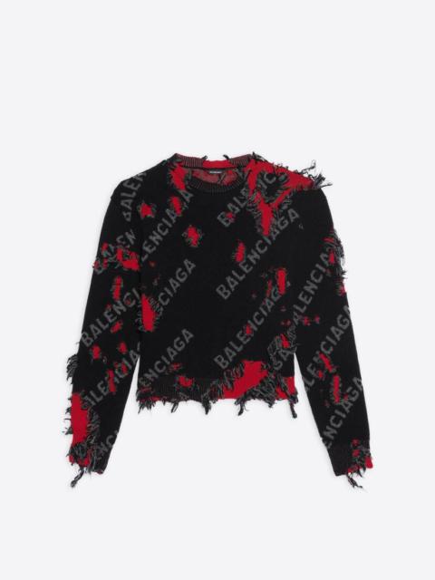 BALENCIAGA Destroyed Small Crewneck  in Grey