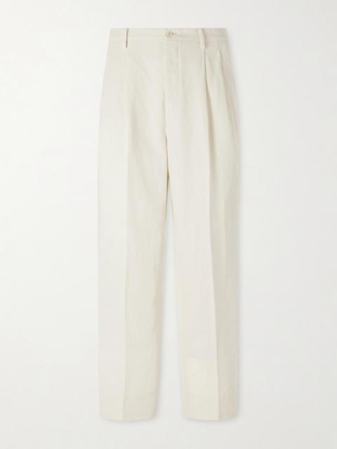 KAPTAIN SUNSHINE Tapered Cotton and Linen-Blend Trousers