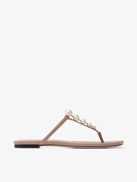 JIMMY CHOO Alaina Flat
Ballet Pink Nappa Leather Flats with Pearl Embellishment