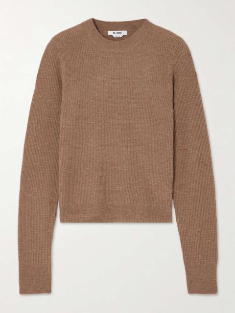 Waffle-knit wool and cashmere-blend sweater
