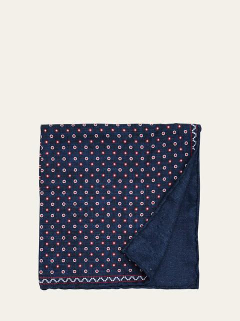 Brunello Cucinelli Men's Polka Dot-Print Silk Pocket Square