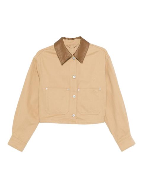 HUGO contrasting-collar cropped jacket
