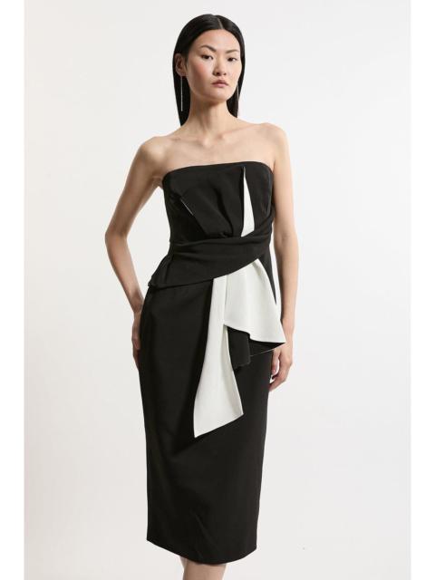KAREN MILLEN Archive Collection - Petite Bow Detail Crepe Bandeau Midi Dress