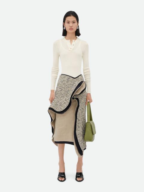 Bottega Veneta Textured Terrazzo Cotton Ruffle Skirt