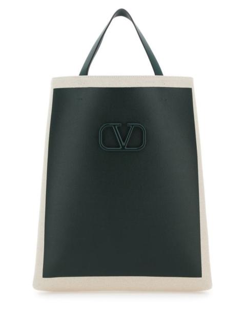 Two-tone canvas VLogo Signature shopping bag