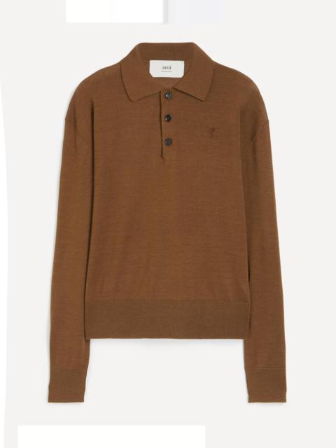 AMI Paris Brown Wool Ami de Coeur Polo