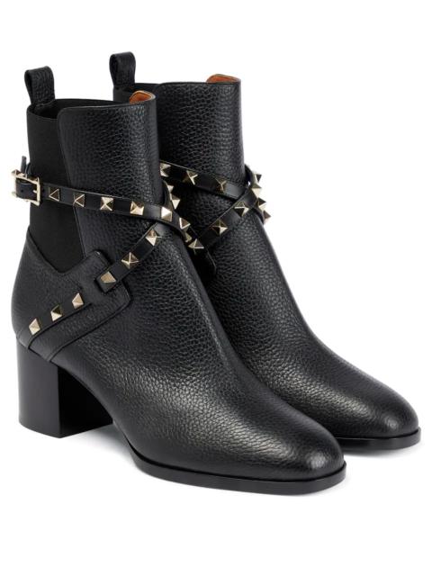 Rockstud leather ankle boots