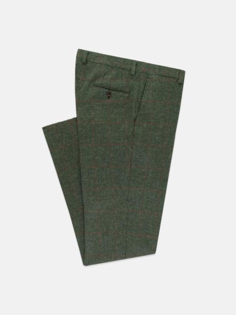 J. PRESS MADE-IN-USA OLIVE WINDOWPANE CHEVIOT TWEED TROUSER