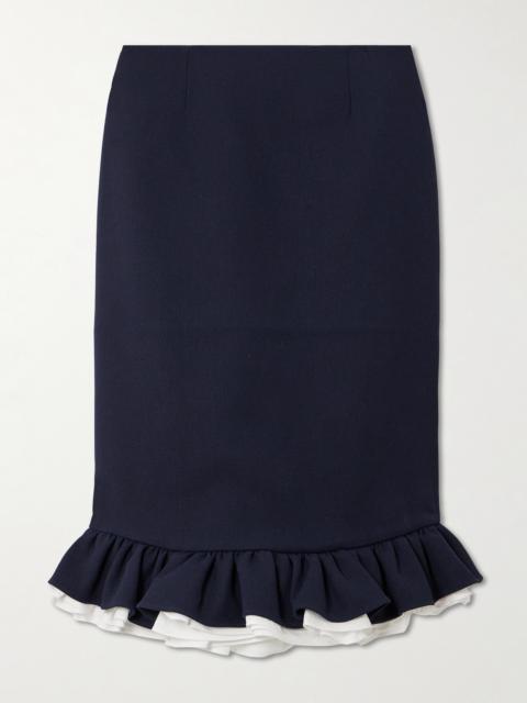 SHUSHU/TONG Ruffled Layered Wool-twill Midi Skirt