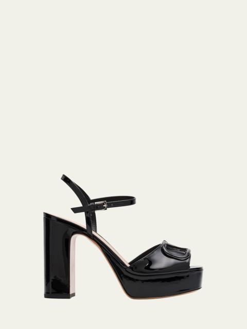 Valentino 115mm VLogo Signature Patent Leather Platform Sandals