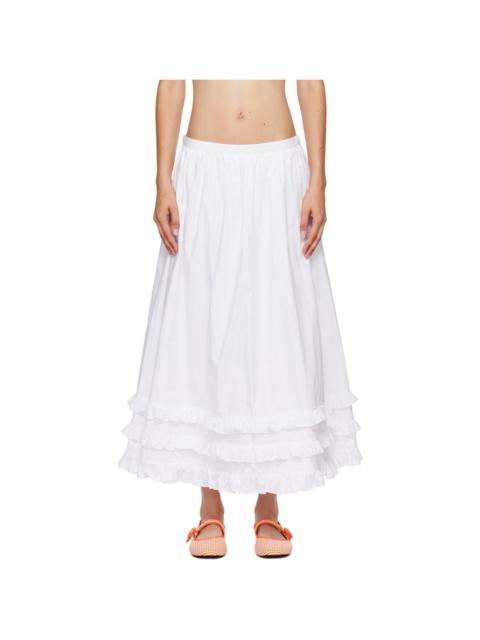 Molly Goddard White Olive Midi Skirt