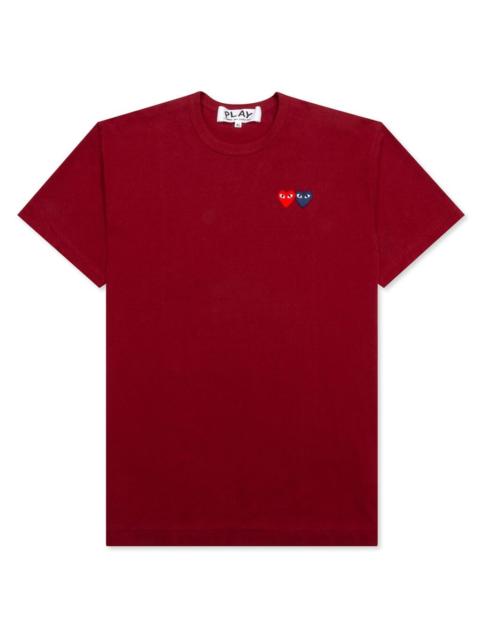 Comme des Garçons PLAY COMME DES GARCONS PLAY WOMEN'S DOUBLE HEARTS T-SHIRT - BURGUNDY