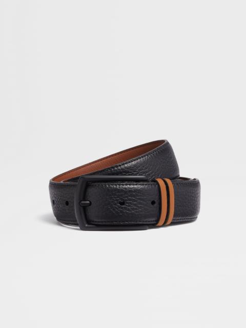 ZEGNA BLACK LEATHER BELT