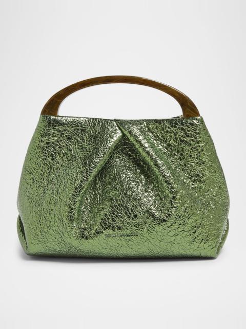 Dries Van Noten Crinkled Metallic Leather Mini Crossbody Bag