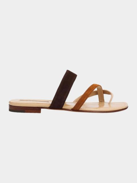 Manolo Blahnik Susa Suede Crisscross Flat Sandals
