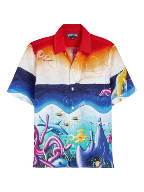 Vilebrequin Men Linen Bowling Shirt Mareviva - Vilebrequin x Kenny Scharf