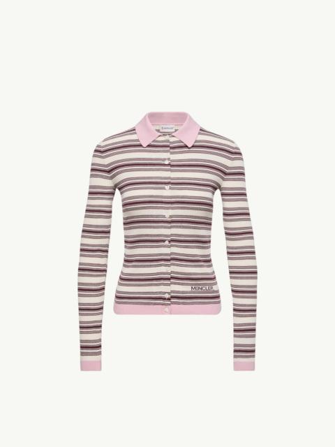 Moncler Striped Cotton Long Sleeve Polo Shirt