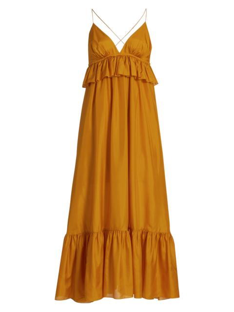 Zimmermann Women's Rhiannon Ruffled Silk Maxi Dress - Gold