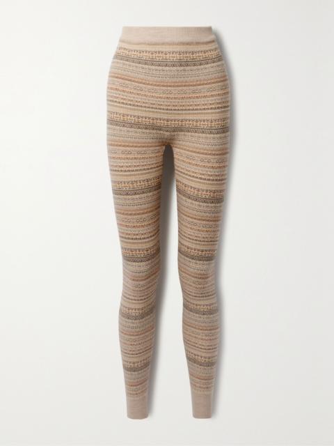 Loro Piana Fair Isle wool-blend tapered leggings Multi