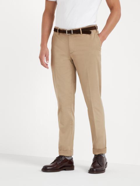 Garment-dyed Italian fit American Pima cotton comfort gabardine trousers