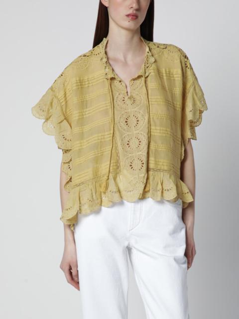 Isabel Marant Étoile Ochre Payton cotton blouse with floral lace