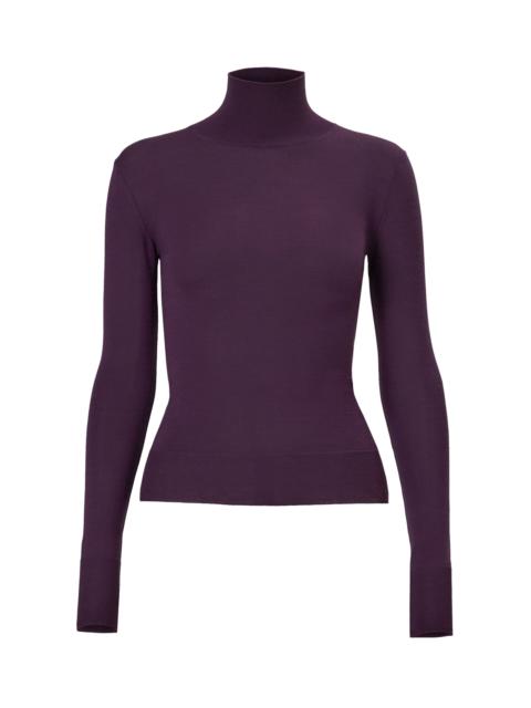 CAROLINA HERRERA Signature Merino Silk Turtleneck Sweater purple