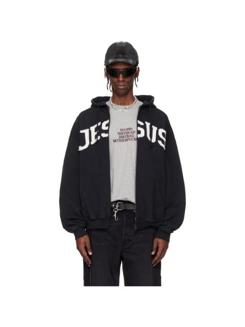 Black 'Jesus Christ' Zip-Up Hoodie